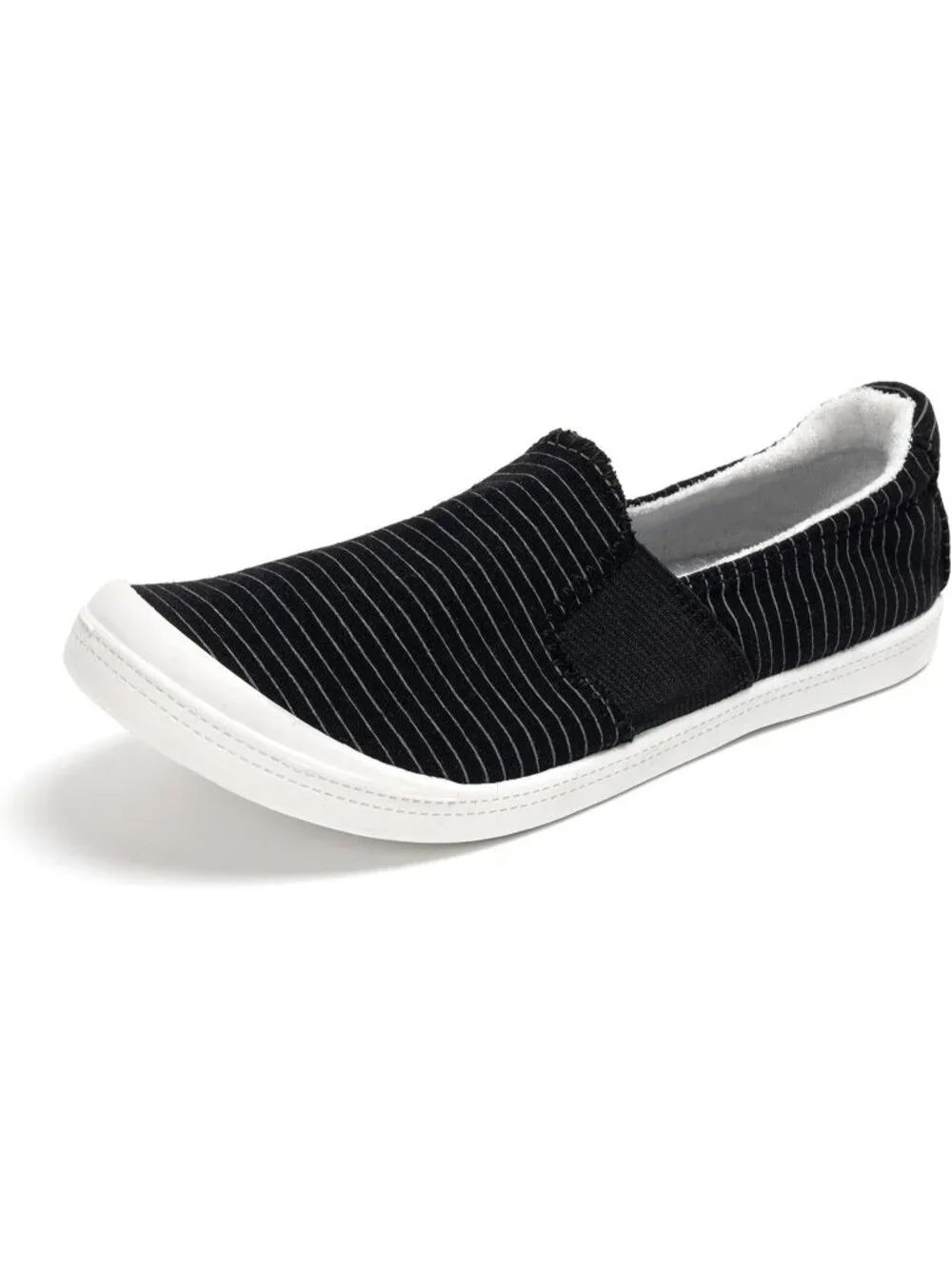 Women's Black/White Stripes Comfortable Lace-Up Breathable Walking Sneakers
